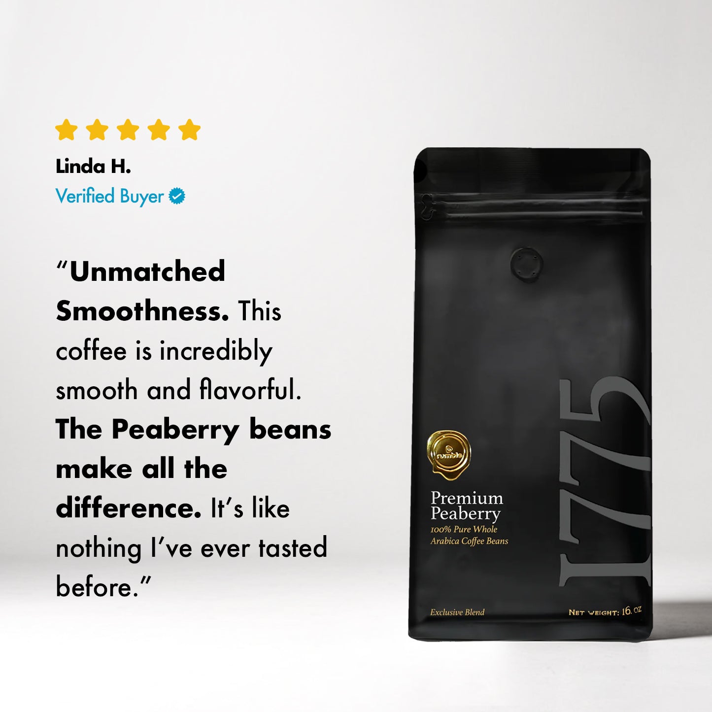 1775 Premium Organic Peaberry Coffee - Dark Roast - 16 Oz. – 1775