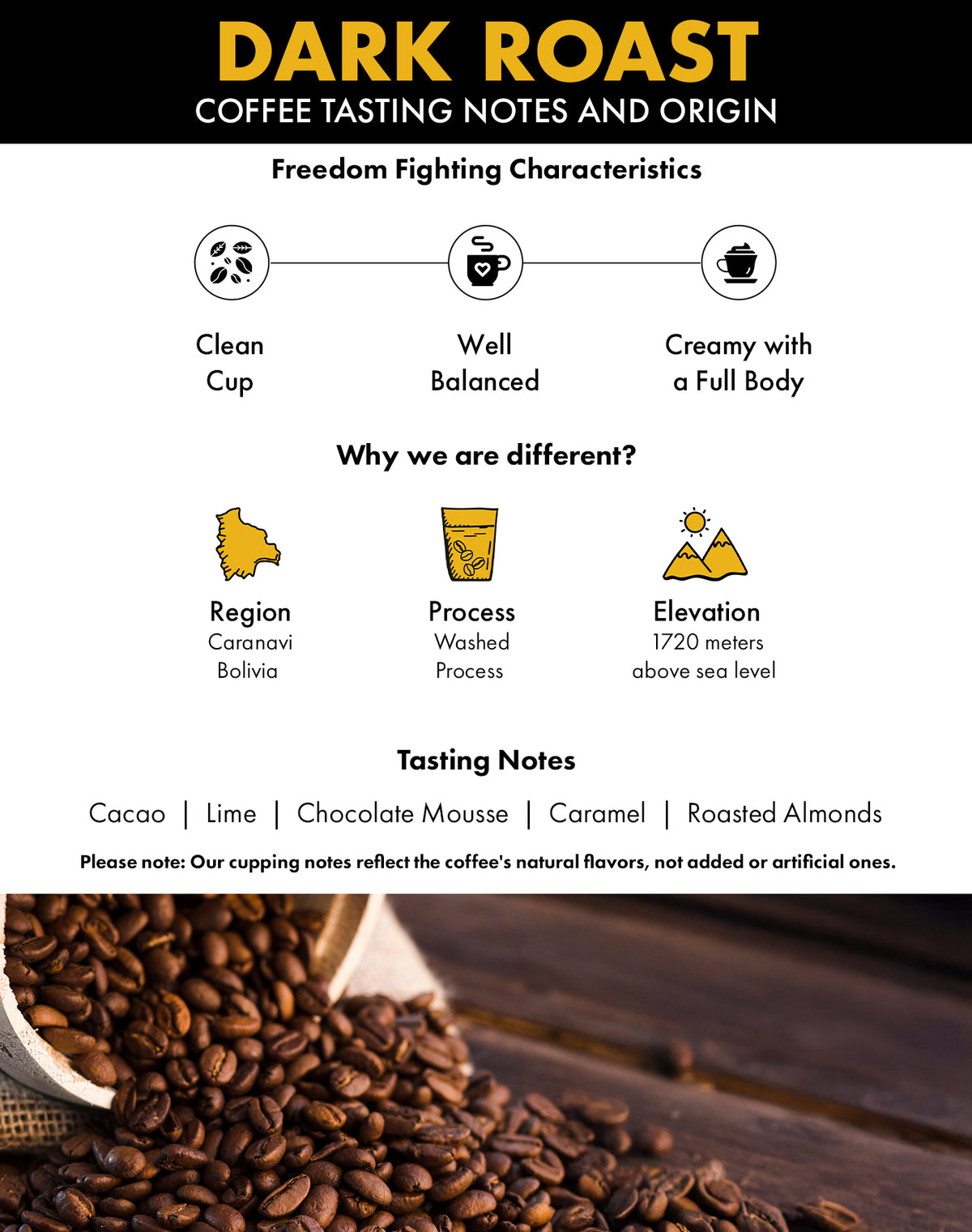 Roasted Note Buy 1775 Organic Dark Roast - 16 Oz. Premium Bolivian Coffee – 1775 Coffee